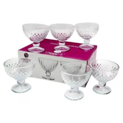  set x6 copas de helado de vidrio labrado con pie 270ml // IC118310/6CB
