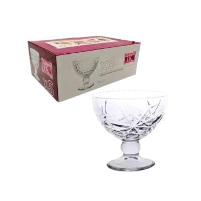 set x6 copa de helado de vidrio labrado con pie 280ml // IC120910/6CB