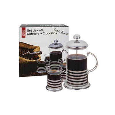 Set Cafetera 350ml + 2 jarros 200ml base acero