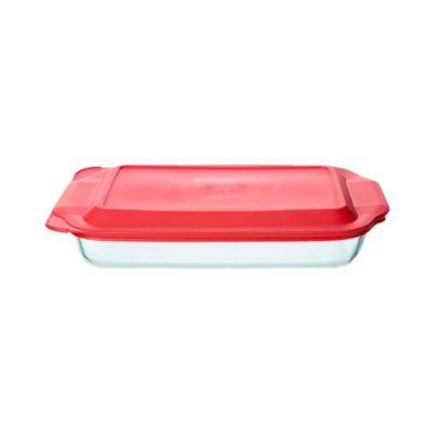 FUENTE RECTANGULAR BASICS C/TAPA ROJA 28,1X18X4,3 CM