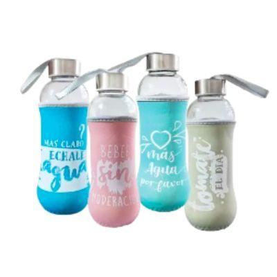 BOTELLA DE VIDRIO C/FUNDA PROTECTORA 580cc