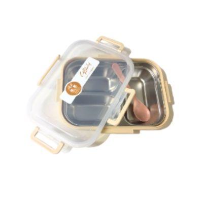 Lunchera Plastico Y Acero Inox  3 divisiones
