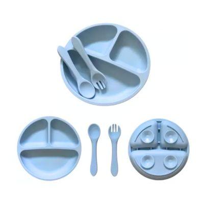 Plato De Comida Infantil C/ cubiertos de Silicona 