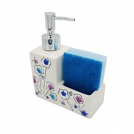 DISPENSER DETERGENTE CERAMICA CON PORTA ESPONJA REF. CR14091 COCINA DISPENSER DETERGENTE