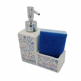 DISPENSER DETERGENTE CERAMICA CON PORTA ESPONJA REF. CR14092 COCINA DISPENSER DETERGENTE