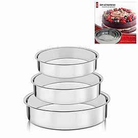 SET X 3 TORTERAS DE ACERO INOX. 24-26-28 CM REF. CR15553 COCINA VARIOS