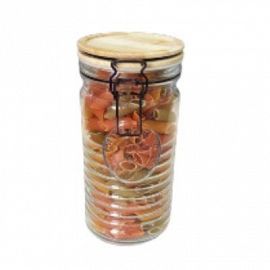 FRASCO VIDRIO TAPA MADERA 1000ML