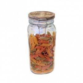 FRASCO VIDRIO TAPA MADERA 1000ML