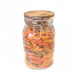 FRASCO VIDRIO TAPA MADERA 1500ML IC06002