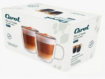 Tazas X 2 Cafe Carol Doble Vidrio 350cc Art.25235