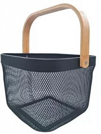 Canasto Hierro M/bambu Negro 20.5cm x 20.5cm x 15cm aprox