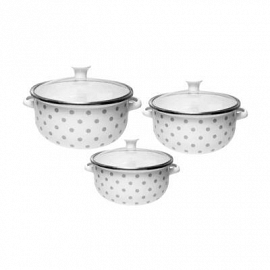 Set X3 Cacerolas Enlozada T/vidrio 
