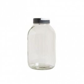 FRASCO DE VIDRIO CON TAPA DE PLÁSTICO GRIS 