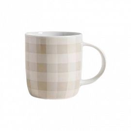 Jarro Mug De Porcelana Gingham Beige 0510376