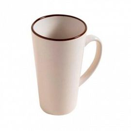 Jarro Mug Alto De Ceramica Crema Borde 0510271
