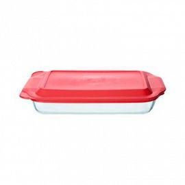 FUENTE RECTANGULAR BASICS C/TAPA ROJA 28,1X18X4,3 CM