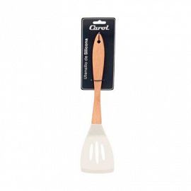 ESPATULA CALADA SILICONA CON MANGO MADERA
