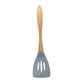 ESPATULA CALADA SILICONA CON MANGO MADERA 