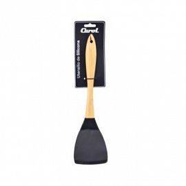 ESPATULA SILICONA MANGO MADERA- NEGRO 