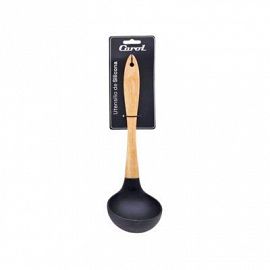 CUCHARA GUISO SILICONA MANGO DE MADERA